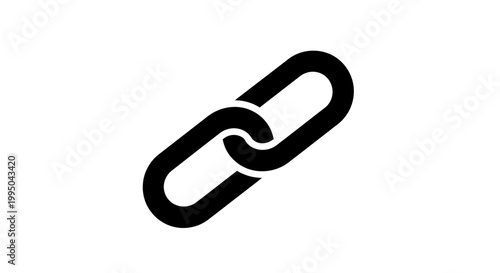 Simple black outline of two connected chain links on a white background