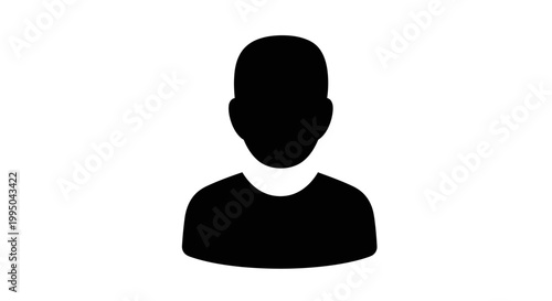 Simple black silhouette of a person s head and shoulders shown frontally