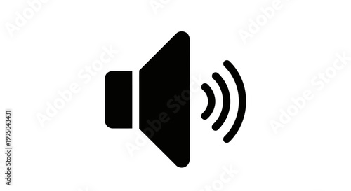 Simple black silhouette of a speaker emitting sound waves