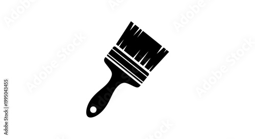Simple black silhouette of a paintbrush on a white background