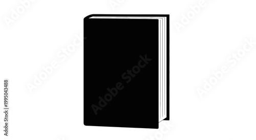 Fotografie A simple illustration of a closed black book on a white background