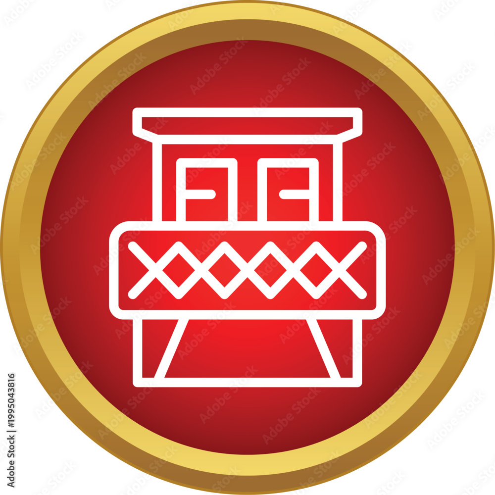 Obraz premium Balcony vector icon featuring a simple line style on a red circle background