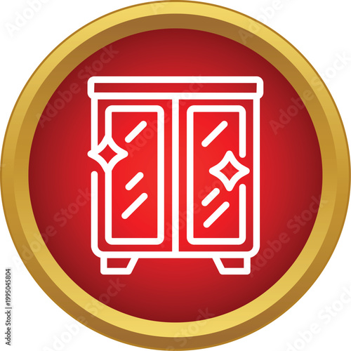 Line icon representing a sparkling, clean cabinet, symbolizing tidiness and housework