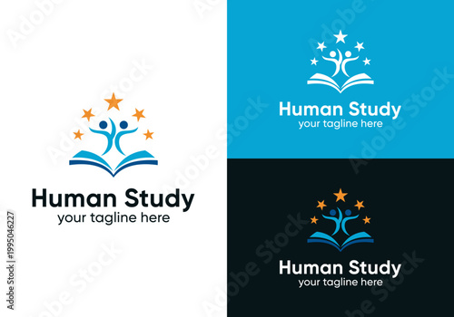 Student education logo vector design with books. The concept of an education logo template design reflects student progress and success in learning.