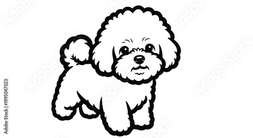 Adorable bichon frise dog vector illustration with fluffy white fur and curious eyes