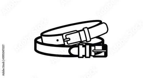 Two belts stacked linear design with a silhouette on transparent background