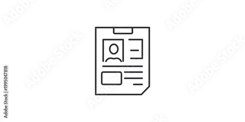 Minimalist icon of an identity card with profile placeholder and document sections Vector