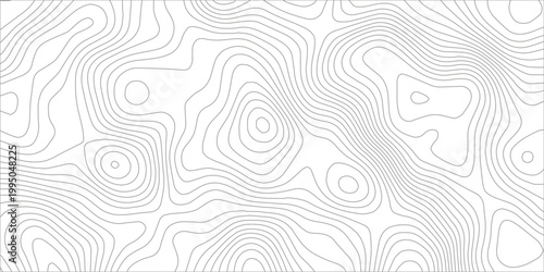 Abstract Monochrome Topographic Map Background with Contour Lines, Flowing Elevation Curves and Seamless Organic Terrain Pattern for Modern Design.