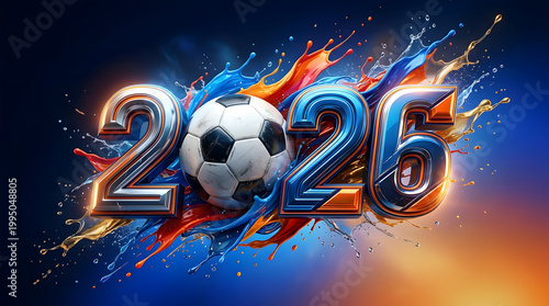 2026 soccer ball with colorful sparks world cup football 2026, world cup football, fifa world cup, fifa world cup 2026	