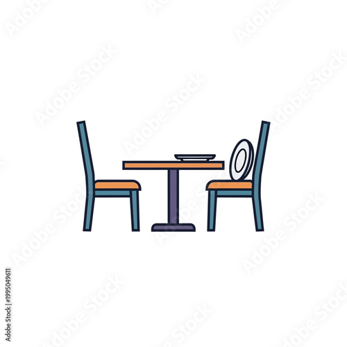 Two chairs and a table setting.