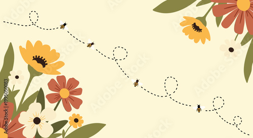 A vibrant and modern floral illustration evoking positivity and growth. Ideal for marketing materials, website design, or social media content with a 