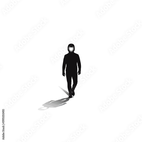 Person walking alone in darkness silhouette.