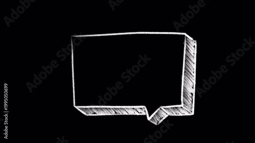 Animated speech bubble chalk drawing, video clip with alpha channel.