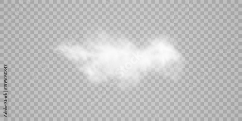 Fog or smoke isolated transparent special effect. White vector cloudiness, mist or smog background. Vector illustration