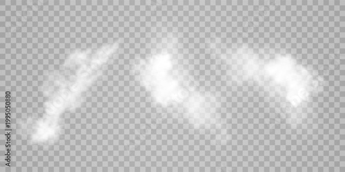 Fog or smoke isolated transparent special effect. White vector cloudiness, mist or smog background. Vector illustration