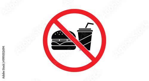 No fast food allowed a crossed out burger and drink on transparent background silhouette