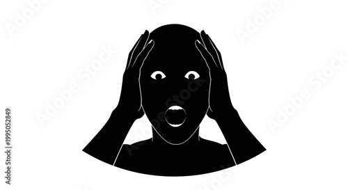 A black silhouette of a person expressing shock and disbelief