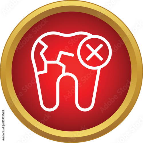 Broken tooth symbol with cross mark indicating a dental health issue