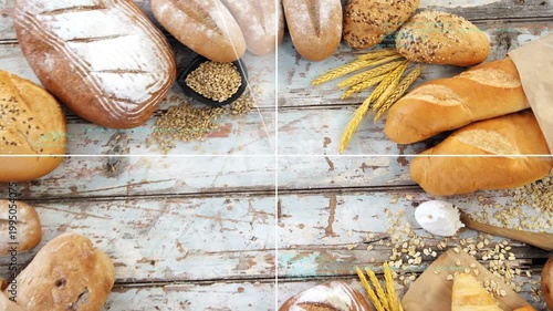 White target overlay appearing then pulsing and rotating, revealing baked goods spread for display