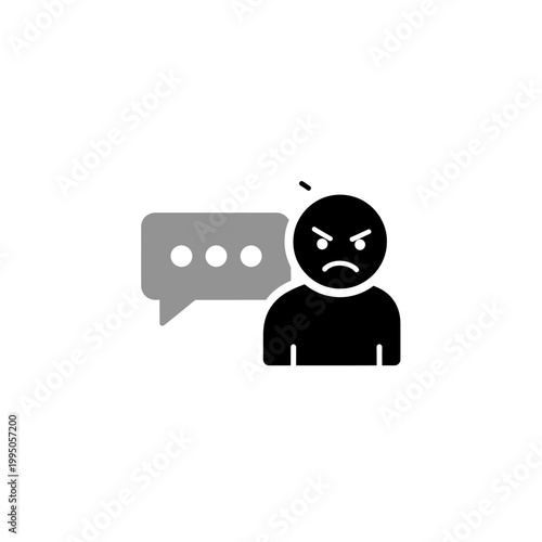 Angry person with speech bubble icon representing negative feedback.