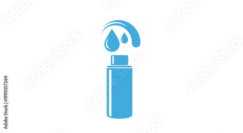 Blue Liquid Droplets Falling From Bottle Nozzle.