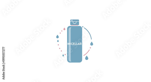 Blue Micellar Water Bottle with Circular Droplet Accents.