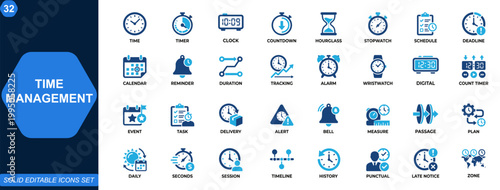 Photos Time management and duration icon set