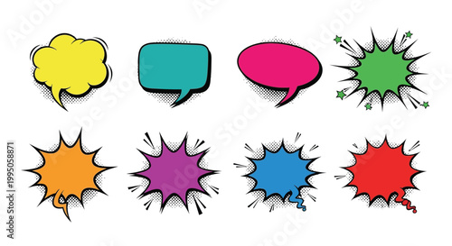 Colorful comic book speech bubble vector graphic illustration design elements set