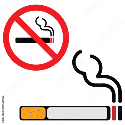 Billede på lærred No Smoking Sign and Cigarette Symbol.