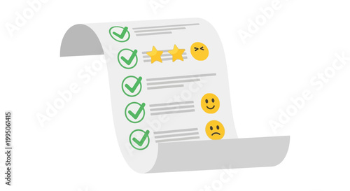 Checklist with green checkmarks and emoticons.