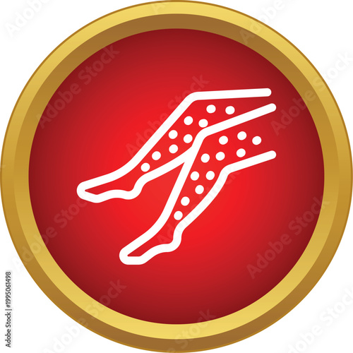 Legs outline displaying a skin rash within a red circle, representing dermatitis or allergy