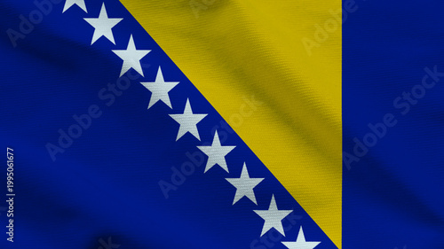 Quadro su tela A Bosnian flag is visible with vivid colors and symbols