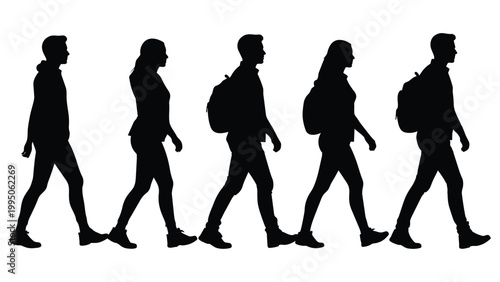 Vector silhouette illustration of women and girls dancing and posing in fashion style with black shadow outlines and group party fashion model poses