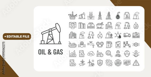 Foto Oil and Gas web icons in line style
