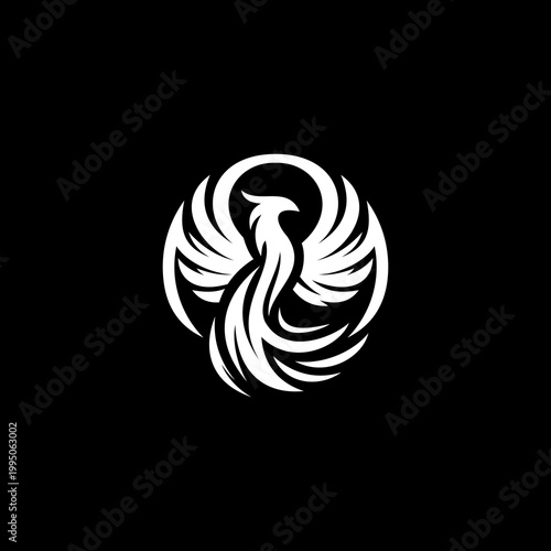 White Phoenix Bird Logo Design.