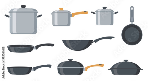 Collection of various kitchen pots and pans.