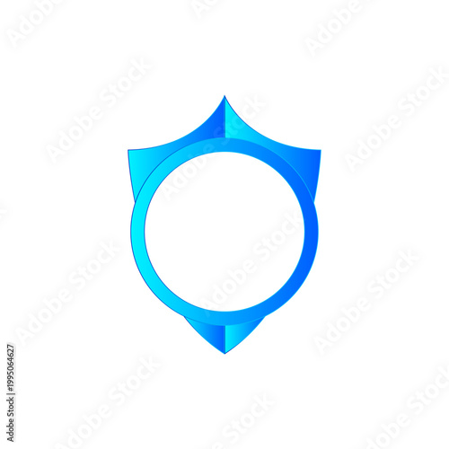 Royal aqua shield emblem icon logo badge vector design shiny blue color gradient graphic asset