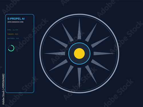 Sustainable Electric Jet Engine Propulsion System with Internal Turbine Blade Engineering and AI Diagnostic HUD