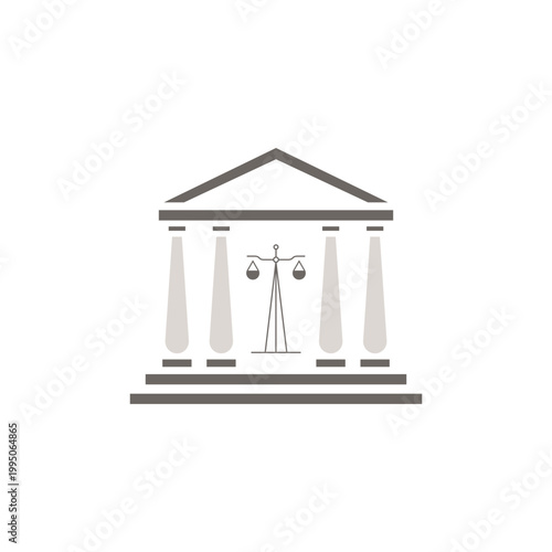 Pillar courthouse graphic vector logo design with the scale of justice 
