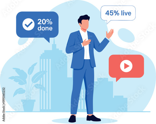 Illustration of Businessman with social media icons