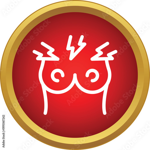 Female breasts outline showing lightning bolts symbolizing pain concept