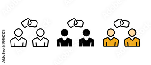 Affiliate link icon illustration for marketing, referral systems, and online partnerships with stroke filled and colored icon set.