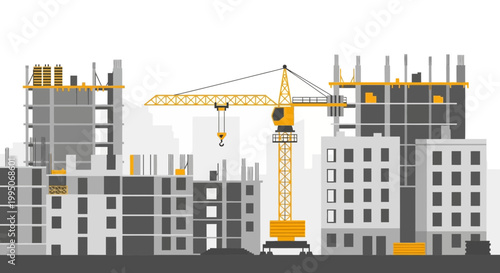 Construction crane at building site.