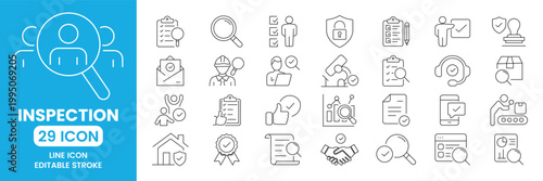 Business Inspection and Quality Control Icon Set with Editable Strokes
