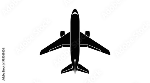 Airplane Silhouette Vector Collection – Black Jet Aircraft Icon with Wings, Engines, Tail Design for Aviation, Travel, Transportation, Airline Branding Graphic Vector Artwork