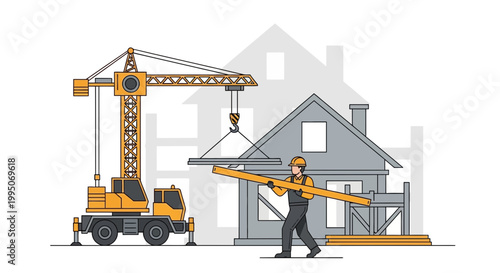 Construction worker with crane beam.