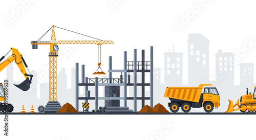 Construction vehicles on a site 1.