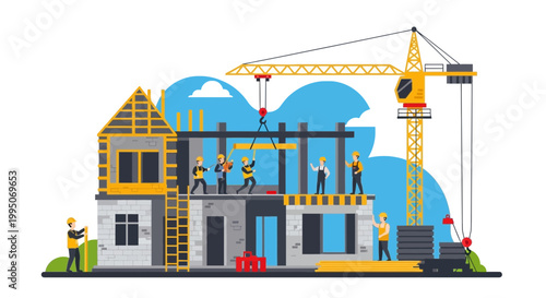 Construction workers building a house 2.