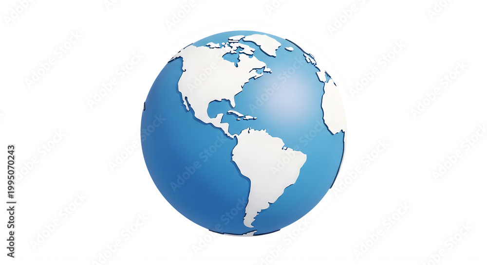 Fototapeta premium 3D realistic globe with continents and oceans highlighting environmental awareness isolated on transparent background