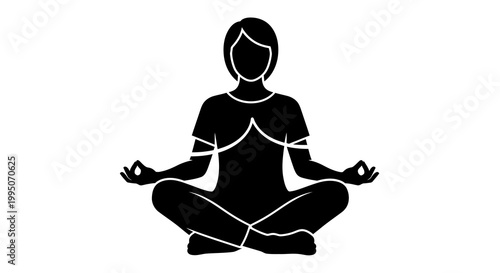 Silhouette of a woman meditating in a lotus position